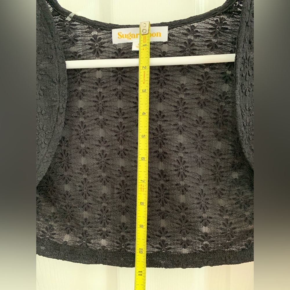 Sugar Moon Black Lace Long Sleeve Fitted Bolero Top - Picture 5 of 6